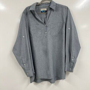 Magellan Outdoors 1X Gray Utility Button Pullover Shirt